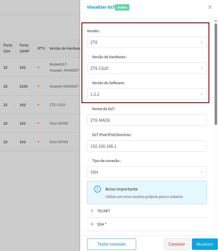Analysis initial screen