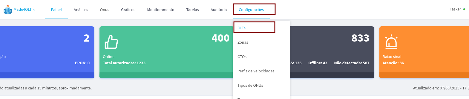 Tela inicial do Analysis