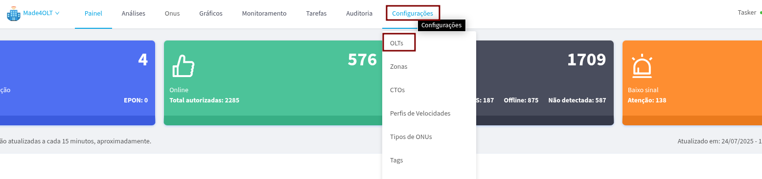 Tela inicial do Analysis